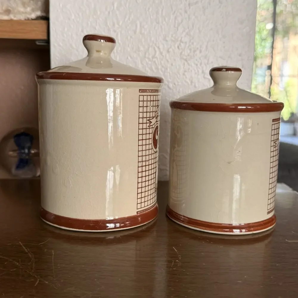Cottagecore Country Best Pig & Hen Vintage Coffee and Tea Jars
